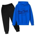 thumbnail image 2 of Gaexia Boys Tracksuit Set 14-16 Hooded Long Sleeve Sweatpant Warm Up Suit Regular Fit Hoodie Sets 2 Pieces Kids Sweatsuit Back To School Clothes for Teen Boys,Blue,11-12 Years, 2 of 3