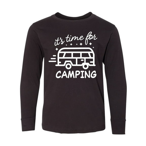 Inktastic It's Time For Camping with Camper Long Sleeve Youth T-Shirt