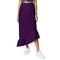 thumbnail image 1 of Falda midi de cintura alta para mujer - Cintura elástica, color liso - Elegante/informal para todas las estaciones - S-XXXL, 1 of 8