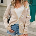 thumbnail image 2 of Odeerbi Cardigan for Women Open-Front Cardigan Sweaters Fashion Top Outwear Coat Sleeve Long Sleeve Daisy Coat Beige, 2 of 7