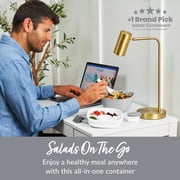 Bentgo Salad Container - 6.75 cup Bowl with 4-Compartment Toppings Tray, Leak-Proof Dressing Container, Reusable Fork, BPA-Free Lunch Box for Meal Prep & Food Storage; Removable Bento Tray (Gray)