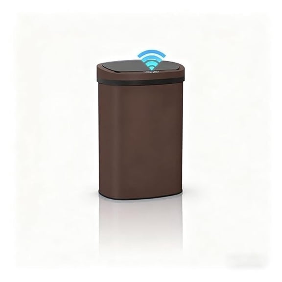 13 Gallon Automatic Trash Can, Stainless Steel Kitchen Trash Can with Sensor Opening, 50L Garbage Can with Removable Lid for Home, Office, Bathroom (Brown)