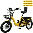 thumbnail image 2 of VIPQV Yellow Electric Tricycle for Adults, 22MPH 27Miles 7-Speed Ebike, 3 Wheel Folding Electric Tricycle 18", Mountain E Bike, 350W Electric Trike 48V 13AH UL2849, 2 of 13