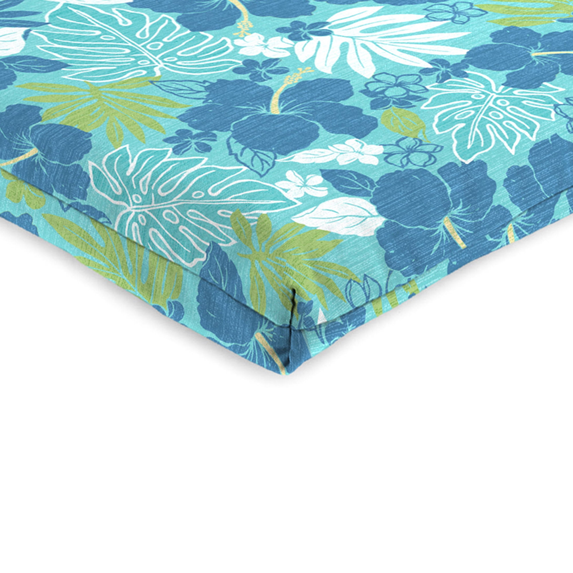 Jordan Manufacturing 38" x 21" Blue Tropical Rectangular Outdoor Chair Cushion with Ties and Hanger Loop (2 Pack)