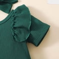 thumbnail image 3 of Girls Summer Outfit Ribbed Ruffle Bodysuit Floral Bloomer Shorts Headband 3 Piece Baby Clothes Set 0-24M, 3 of 6