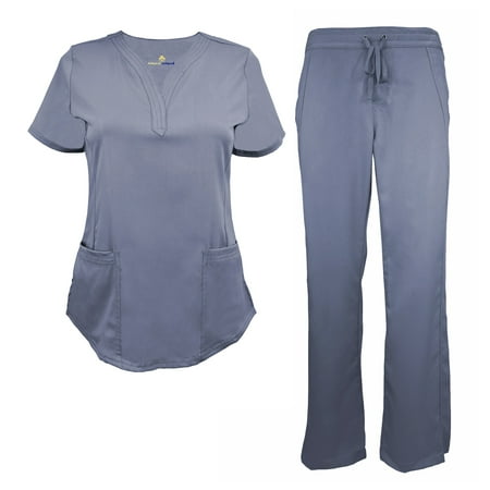 

NATURAL UNIFORMS Womens STRETCH SCRUB SET With V-NECK TOP
