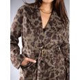 thumbnail image 2 of DARING DIVA Women's Fashionable Animal Print Trench Coat L Light Green, 2 of 6
