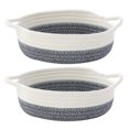 thumbnail image 1 of 2pcs cotton rope basket small woven storage basket fabric tray round open type, 1 of 5