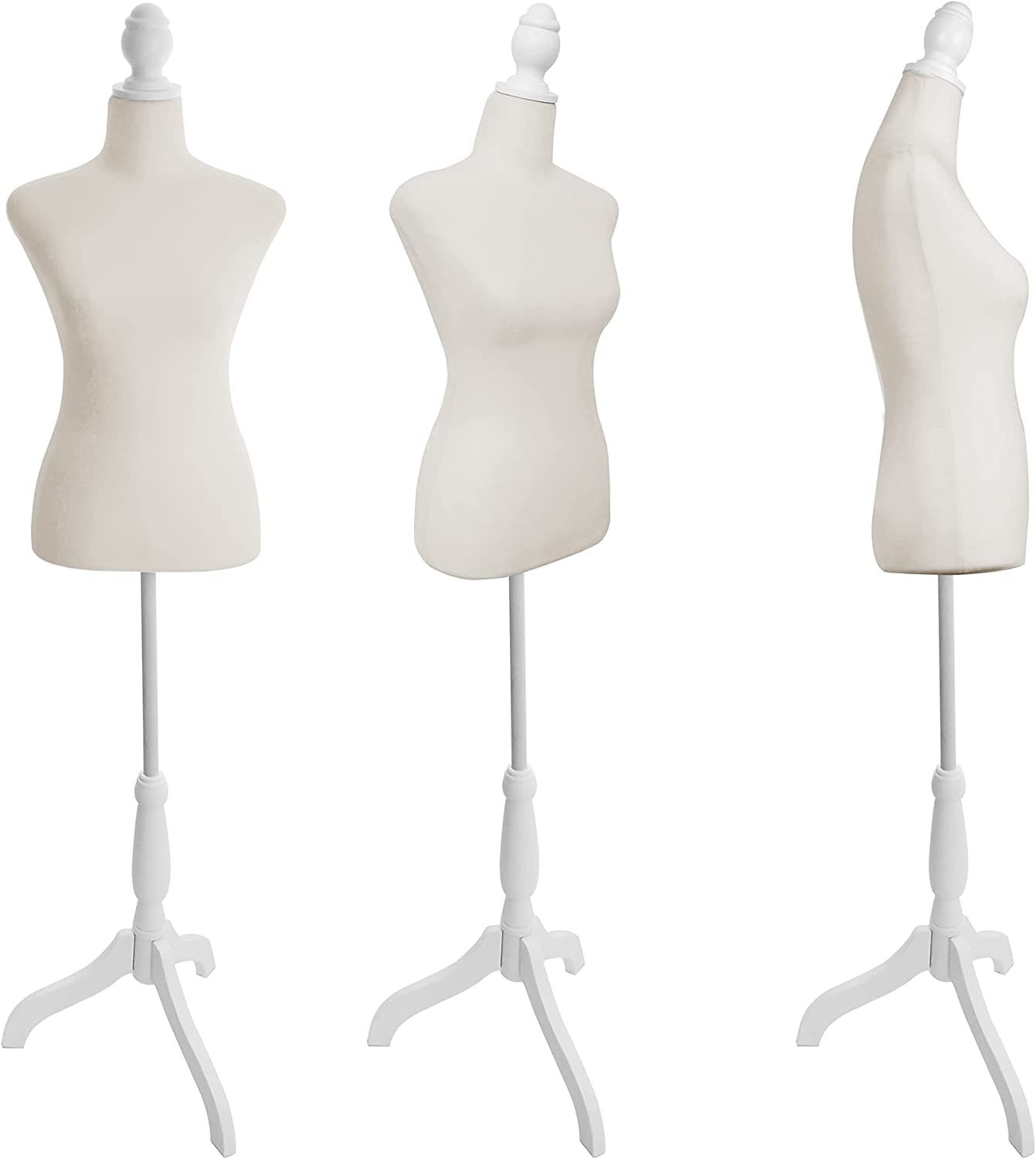 Half-Length Female Form Pinnable Mannequin Body Torso with Wooden Tripod  Base Stand - white &, 1 unit - Kroger