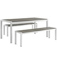 thumbnail image 2 of Modway Shore 3 Piece Outdoor Patio Aluminum Dining Set in Silver Gray, 2 of 6