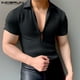 thumbnail image 2 of INCERUN Tops 2024 estilo coreano moda para hombre textura diseño en V profundo camisetas casuales ropa de calle de manga corta de punto camiseta S-5XL, 2 of 5