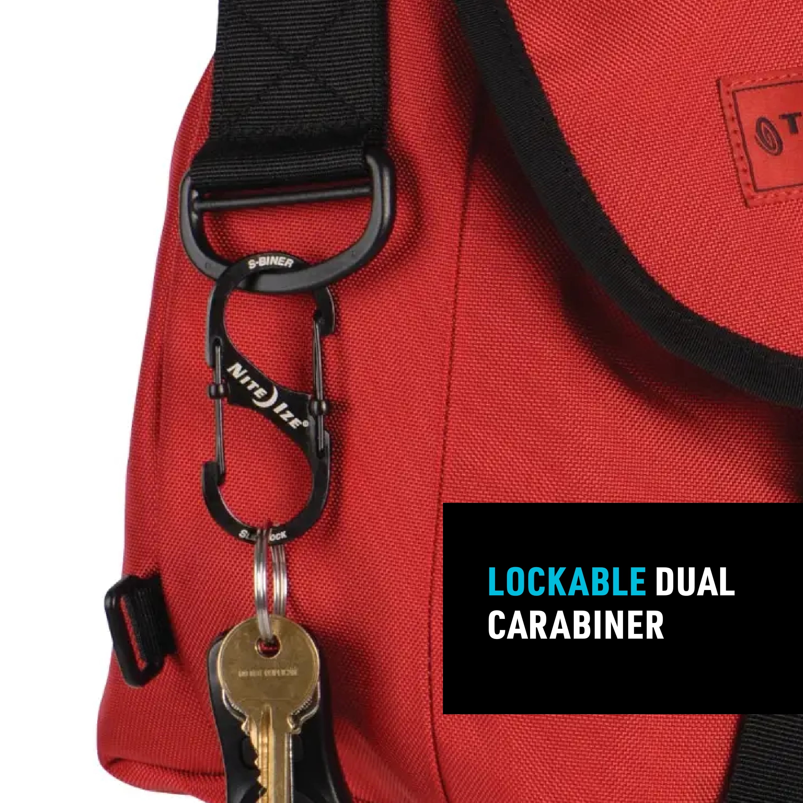 Nite Ize S-Biner SlideLock Stainless Steel - Secure Key Holder Carabiner with SlideLocks - Key & Keychain Organizer - Lockable Carabiner for Daily Use - Size 2, Black (5 Pack)