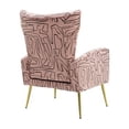 thumbnail image 4 of Accent Chair, Curved Tufted Accent Chair with Metal Gold Legs, Velvet Upholstered Arm Club Leisure Modern Chair for Living Room Bedroom Patio, Mid-Century Comfy Reading Chair, Pink, 4 of 7