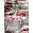 thumbnail image 4 of Outdoor Tablecloth with Umbrella Hole and Zipper, Valentine's Day Round Table Cloth 60 Inch Waterproof Tablecloth, Pink Roses Car Love Hearts Romantic Picnic Table Cover for Patio Camping, 4 of 7