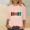 thumbnail image 2 of I'm Not Short I'm Fun Sized T-Shirts for Women Casual Crew Neck 3/4 Sleeve Blouses Funny Letter Print Tee Shirt Tops, 2 of 5