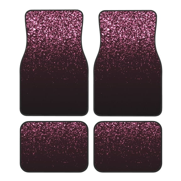 Salouo Pink Glitter Sparkles A for 4-Piece Floor Mats, Custom Fit Car Mats All-Weather Car Foot Mats Automotive Floor Mats for Cars, Trucks, SUVs, Vehicle Floor Liner