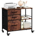 thumbnail image 6 of JungleA 3 Drawer Mobile File Cabinet, with 3 Fabric Drawers and 2 Shelves, Mobile Storage Organizer Cart for Office, Study Room, Library, Burnt Texture, 6 of 8