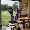 thumbnail image 3 of Uorisanigo Golf Club Head Covers - Premium Leather Purple Rose Butterfly Golf Driver Fairway Hybrid Head Cover - Personalized Golfclub Covers Accessories for Women, Fits Most Size, 3 of 7