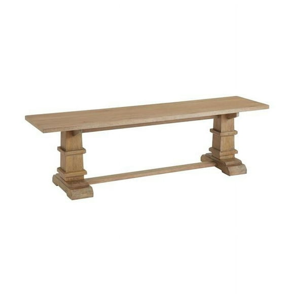 Crosley Joanna Dining Bench with English Trestle Base, Rustic Brown (Set of 1)