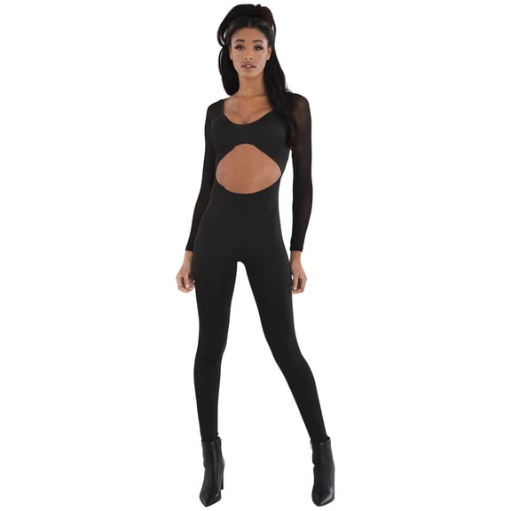 Amscan Sleek Black Halloween Catsuit Costume, S/M, 1 Count