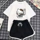 thumbnail image 3 of Traje deportivo Simple de dibujos animados de Hello Kitty para niña, camiseta de manga corta informal suelta, pantalones cortos de tres puntos a la moda para estudiante de verano, 3 of 3