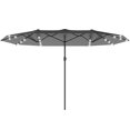 thumbnail image 1 of 173" Double-Sided Sun Umbrella Garden Parasol Patio Sun Shade Outdoor with LED Solar Light, No Base Included, Dark Gre, 1 of 7