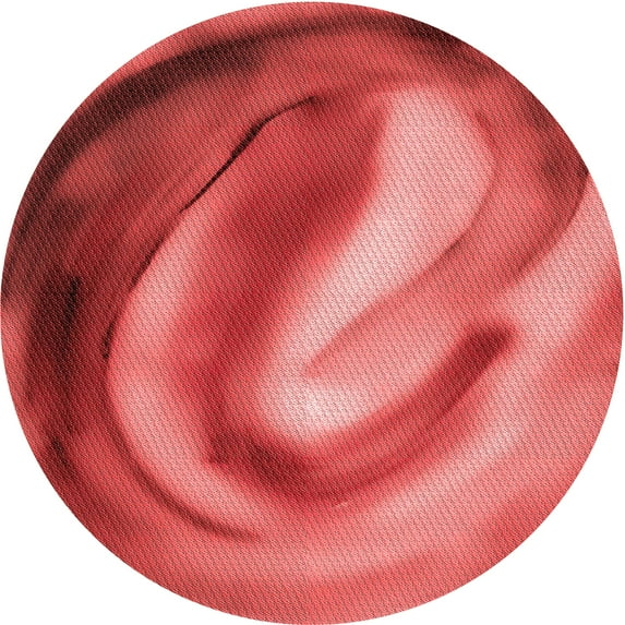 Ahgly Company Machine Washable Indoor Round Transitional Red Area Rugs, 3' Round