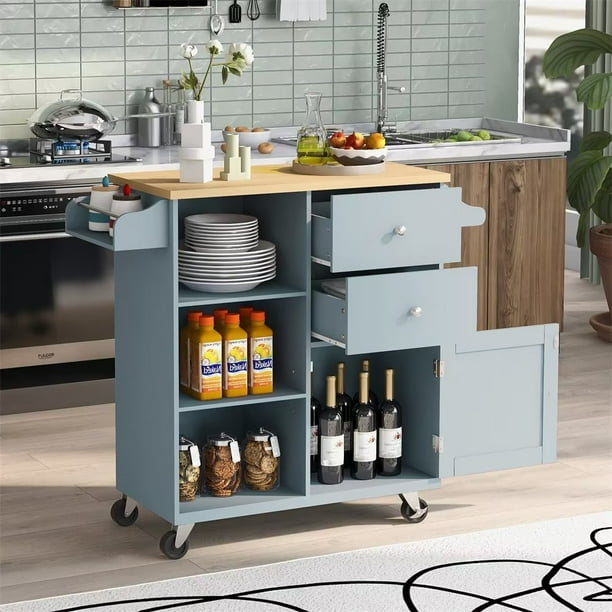 Kitchen Island on Wheels, Portable Kitchen Cart with 1 Storage Cabient