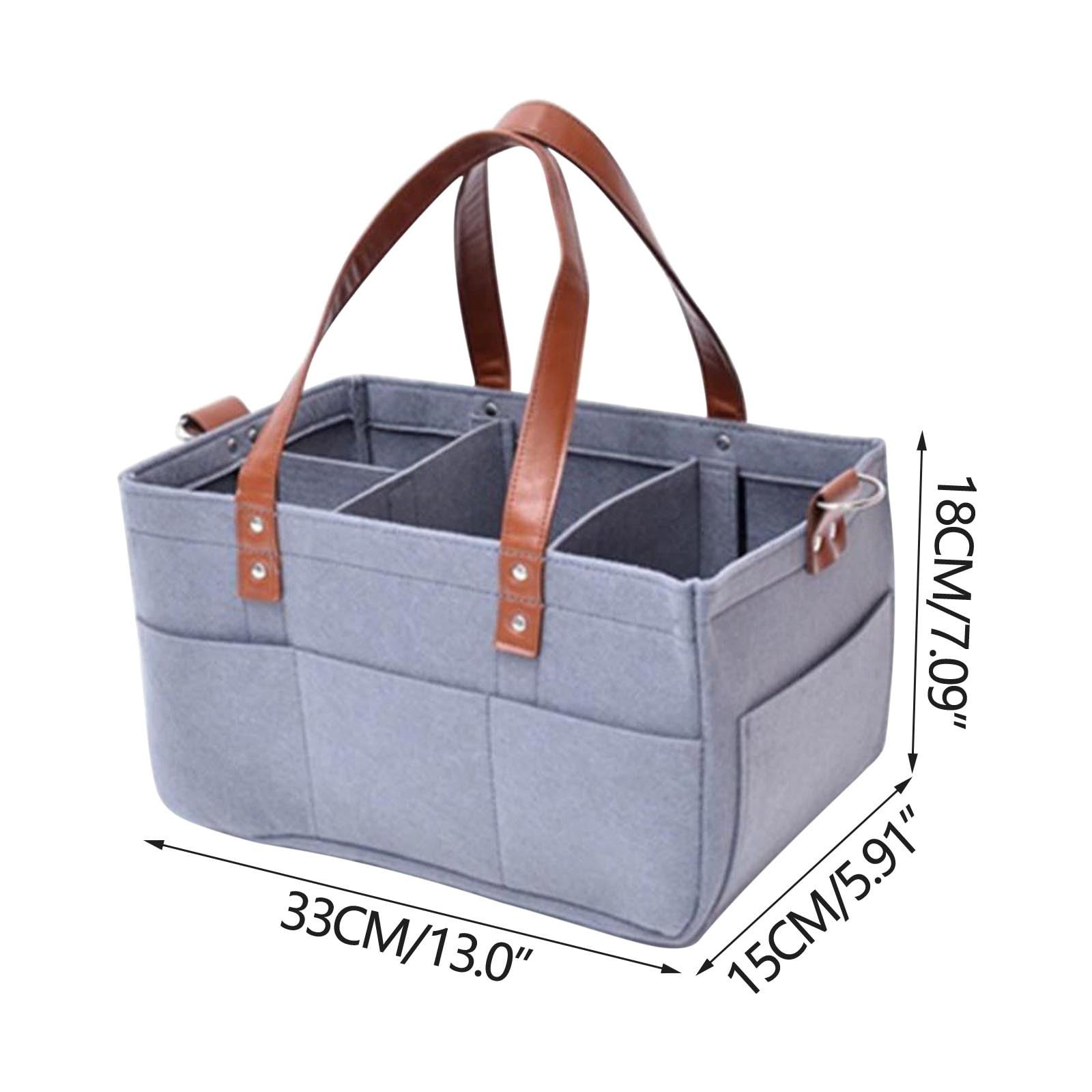 Foldable Nursing Organizer & Portable Diaper Caddy - Multifunctional Storage Bag for Car Travel, Breast Pump Storage,Baby Essentials with Removable Compartments Large Capacity Gray