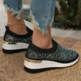 thumbnail image 5 of Oyedens Womens Rhinestones Walking Shoes Fashion Casual Knit Platform Wedge Slip On Loafers Work Shoes, 5 of 7