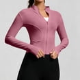 thumbnail image 3 of Dwellite Women's Cropped Lightweight Stretchy Running Track Jackets Zip Up Long Sleeve Quick Dry Athletic Yoga Tops with Thumb Holes 2026 Hot Pink XL, 3 of 7