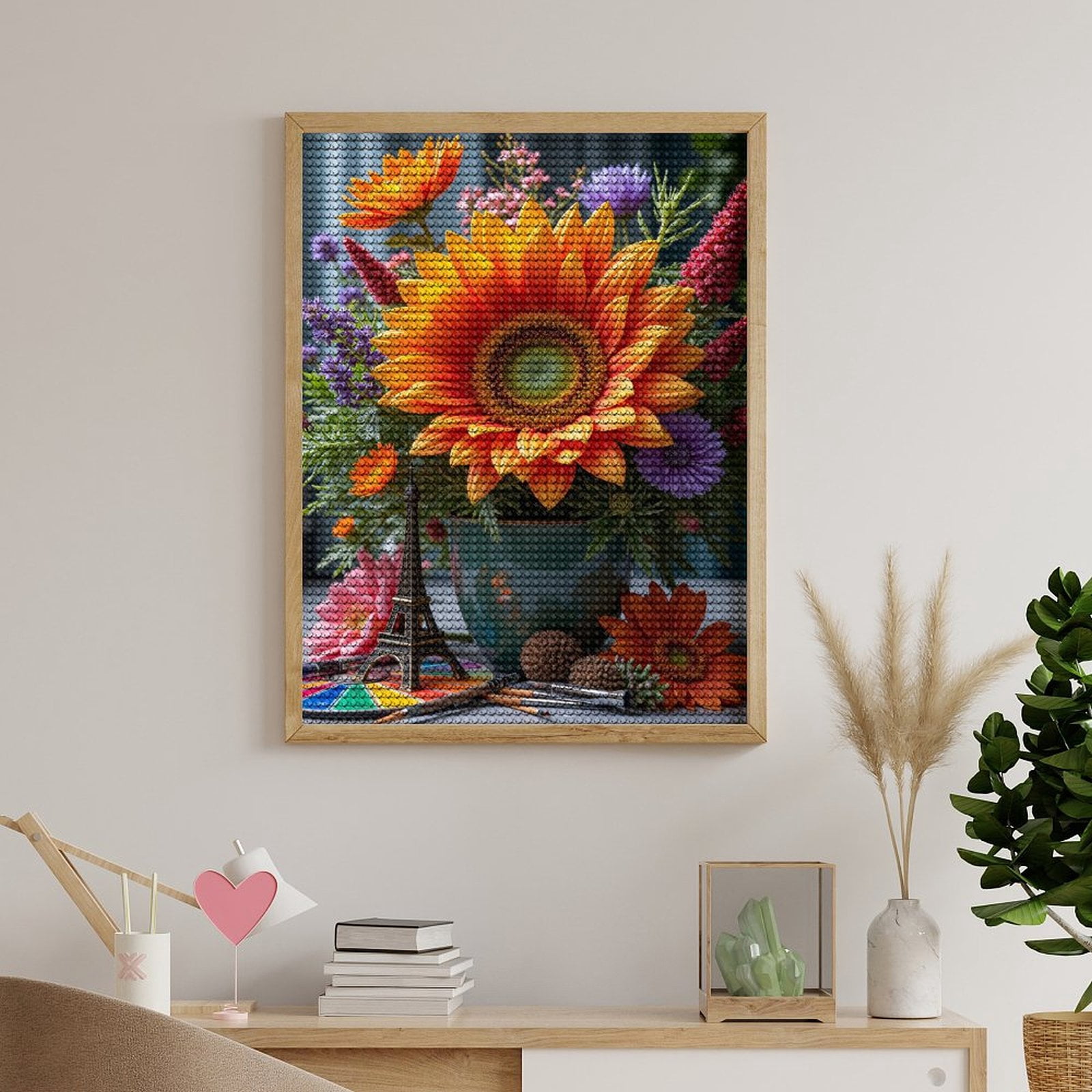 Diamond Art Kits for Adults, Sunflower Bouquet Art Eiffel 5D Diamond Painting Kits for Adults Beginners, DIY Full Drill Diamond Painting, Gem Art and Crafts 12x16
