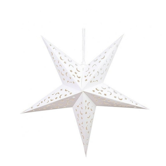 23.6" Christmas Hollow Out Star Hanging Pendant Christmas Stars Lampshade Decor Led Light Window Grille Paper Lantern Wedding Party Christmas Decoration