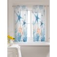 thumbnail image 3 of Blue Starfish Coastal Curtains 54 Inch Length,Sheer Curtains for Bedroom Living Room Window Summer Beach Sea Ocean Coral Jellyfish Voile Drapes Kitchen Curtains Small Half Window 42"x54" 2 Panels, 3 of 7