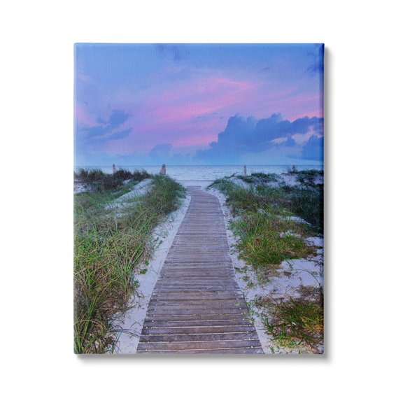 Stupell Industries Cool Beach Sunset Pink Sky Wooden Plank Path, 16 x 20,Design by Jack Reed
