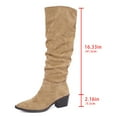 thumbnail image 5 of Knee High Boots Women TKYCMSUAKI Women's Wide Calf Boots, Plus Size Slouchy Knee-High Boots Fashion Retro Pull On Chunky Heel Pointed Toe Knee High Boots Girls Ladies Retro Tall Boot, 5 of 10