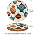 thumbnail image 3 of Arabic Teapot 6 Pack Round Coasters, Microfiber Leather Drink Coasters Set of 6, 11x11 cm/4.3x4.3 Inches Absorbent Coasters for Drinks Tables Dining Table Décor, 3 of 6