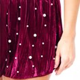 thumbnail image 5 of AGWOLF Women's Velvet Short Skirt Holiday Elastic High Waist Pearl Studded Skort with Shorts Ladies Birthday Party Shorts, 5 of 10