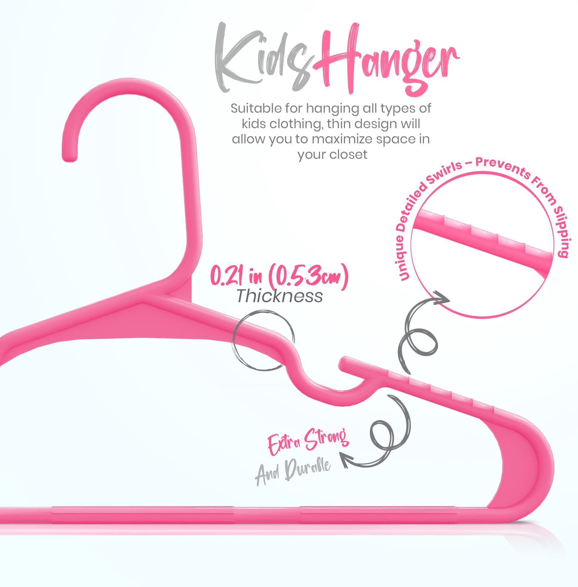 Utopia Home 60 Pack Kids Hangers - 11.5 Inch Plastic Baby Hangers for Closet - Childrens Hanger for Clothes & Infant Hanger for Closet - for Everyday Standard Use (Pink)