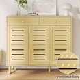 thumbnail image 2 of Entryway 3-Door Shoe Cabinet with Dual Drawers, Extra Deep Storage & Adjustable Shelf – Japandi-Style Light Oak Wooden Shoe Storage for 18–24 Pairs, Modern Organizer, 47-Inch, 2 of 9