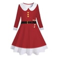 thumbnail image 3 of 4- 12Y Girls Christmas Long Sleeve Twirly Dresses Little Girls Casual Party Dress Holiday Xmas Floral Pleated Midi Dresses, 3 of 4