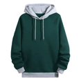 thumbnail image 4 of HAYIMI Men Autumn Winter Hooded Sweatshirt Long Sleeve Color Block Pocket Patchwork Tops Patchwork Oversized Versatile Streetwear, 4 of 5