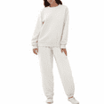 thumbnail image 2 of longantii Womens 2 Piece Outfits Lounge Jogging Suits Sweatsuit Set Oversized Sweatshirt Baggy Comfy Sweatpants with Pockets White XXXXL, 2 of 7