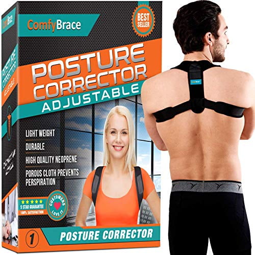 Comfy Brace Posture Corrector-Back Brace for Men and Women- Fully Adjustable Straightener for Mid, Upper Spine Support- Neck, Shoulder, Clavicle and Back Pain Relief-Breathable,