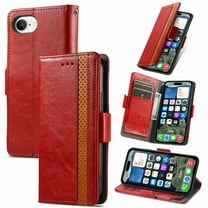 Decase for iPhone 13 Flip Wallet Cover,Shockproof Flip Kickstand PU Leather Case with Cash & Card Slots Holder Stand Cover, Business PU Leather Wallet Phone Case for iPhone 13,Red