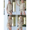 thumbnail image 4 of DAKIMOE Womens Pajamas 2 Piece Lounge Sets for Women Ribbed Knit Matching Outfits Loose T-Shirt and Bodycon Biker Shorts Sleepwear Sweatsuits S-XL, Camel, M, 4 of 10