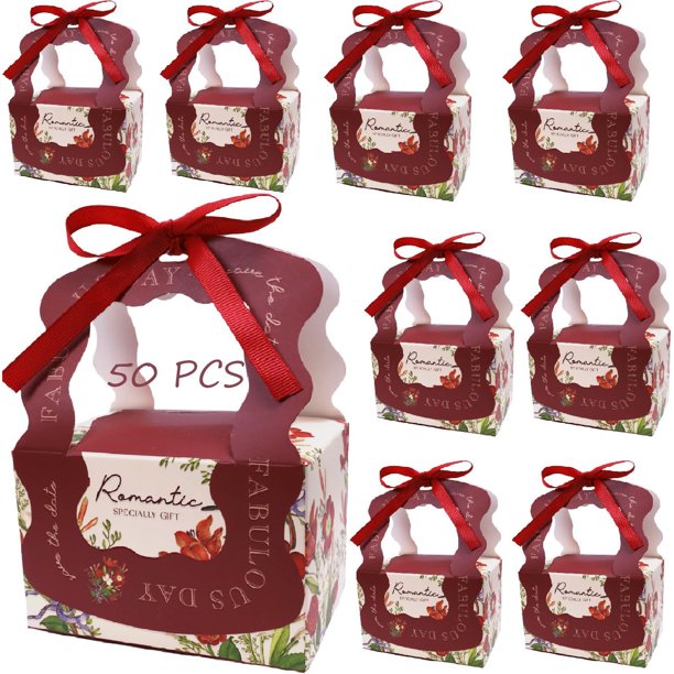 Bolsas Regalo Papel Con Asa, Bolsas De Dulces Ecológicas, Bolsas de Regalo de Fiesta con Cinta, Bolsa Regalo para Fiestas, Ceremonias de Graduación, Bodas, Aniversarios, Navidad etc (Rojo)