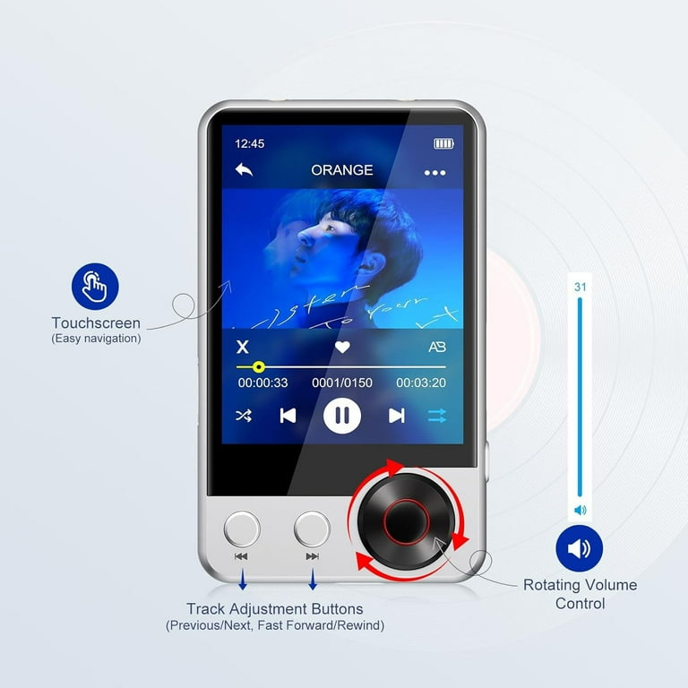 JOLIKE MP3 Bluetooth 5.0 Lecteur de musique portable à écran tactile avec haut-... | bol