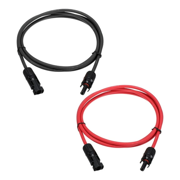 Uxcell 1 Pair Solar Panel Extension Cable, 12AWG 1000V Male to Female Waterproof Solar Extension Wire, Solar Panel Cable for RVs, Solar Panels, Photovoltaic Systems, Black&Red 6.6ft