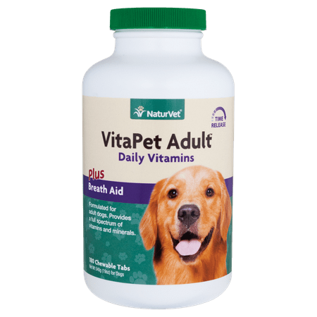 NaturVet VitaPet Daily Vitamin Supplement for Adult Dogs, 180 Time Release Chewable